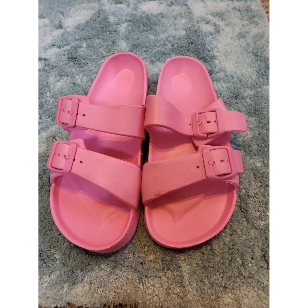 Pink Double Strap Slides Sandals